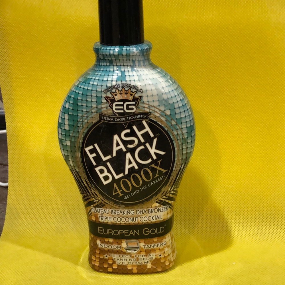 NEW European Gold Flash Black 4000x Indoor Tanning Bronzer Lotion 12 oz.